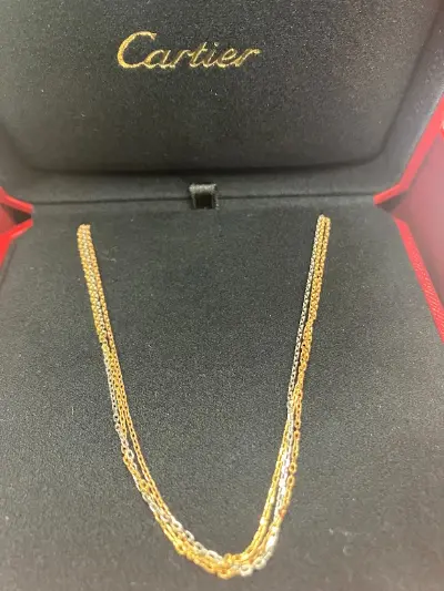 カルティエ スリーゴールド トリプルチェーン ネックレス買取 