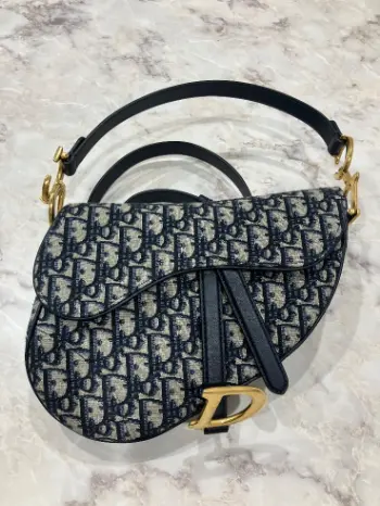 ディオール サドルバッグ トロッター柄 ネイビー Christian Dior