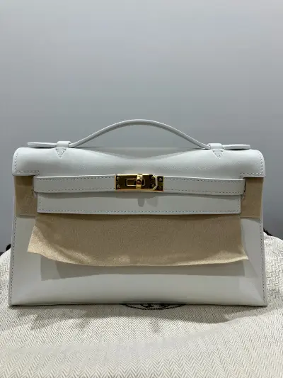 お値下げ♪【HERMES】フリンジ☆ホワイトポシェット エルメス買取 エルメス ポシェットケリー ミニ ニューホワイト